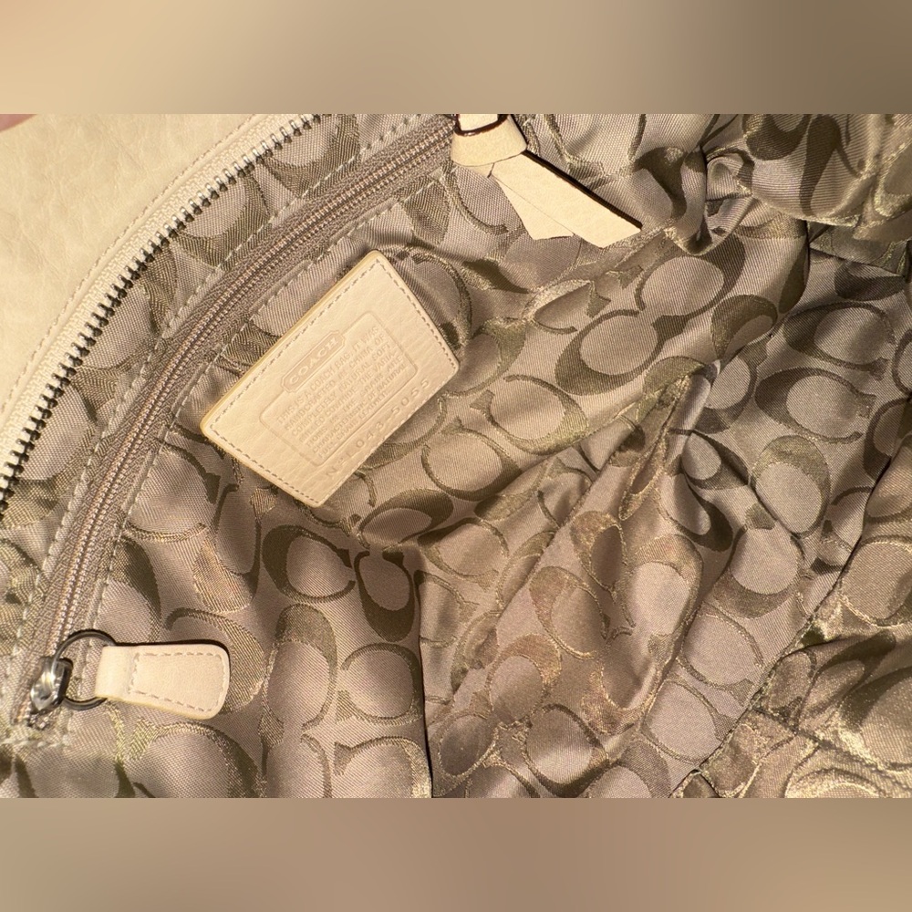 Coach Beige Pebble Leather Handbag - Picture 5 of 10